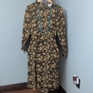 Hayden Black and Gold Floral Long Sleeve Dress